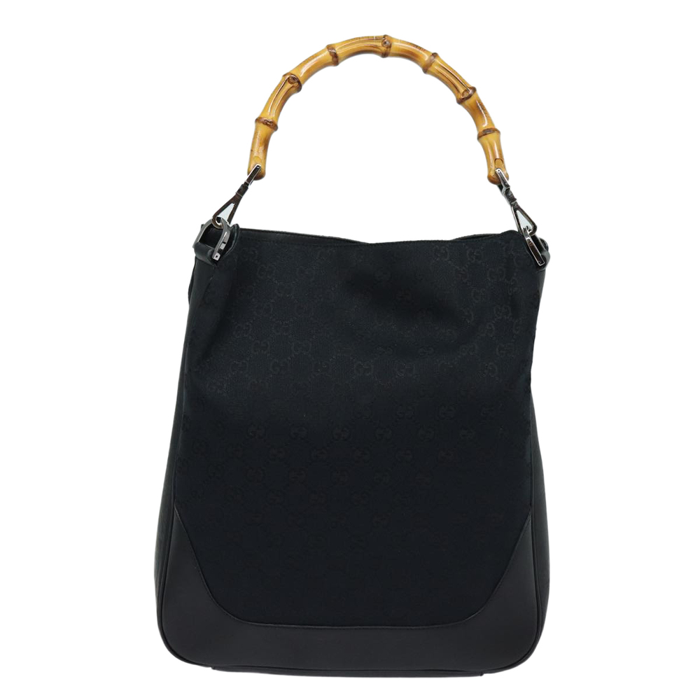 GUCCI Bamboo GG Canvas Hand Bag Black 001 4058 1705 Auth yk14057 - Picture 2 of 16